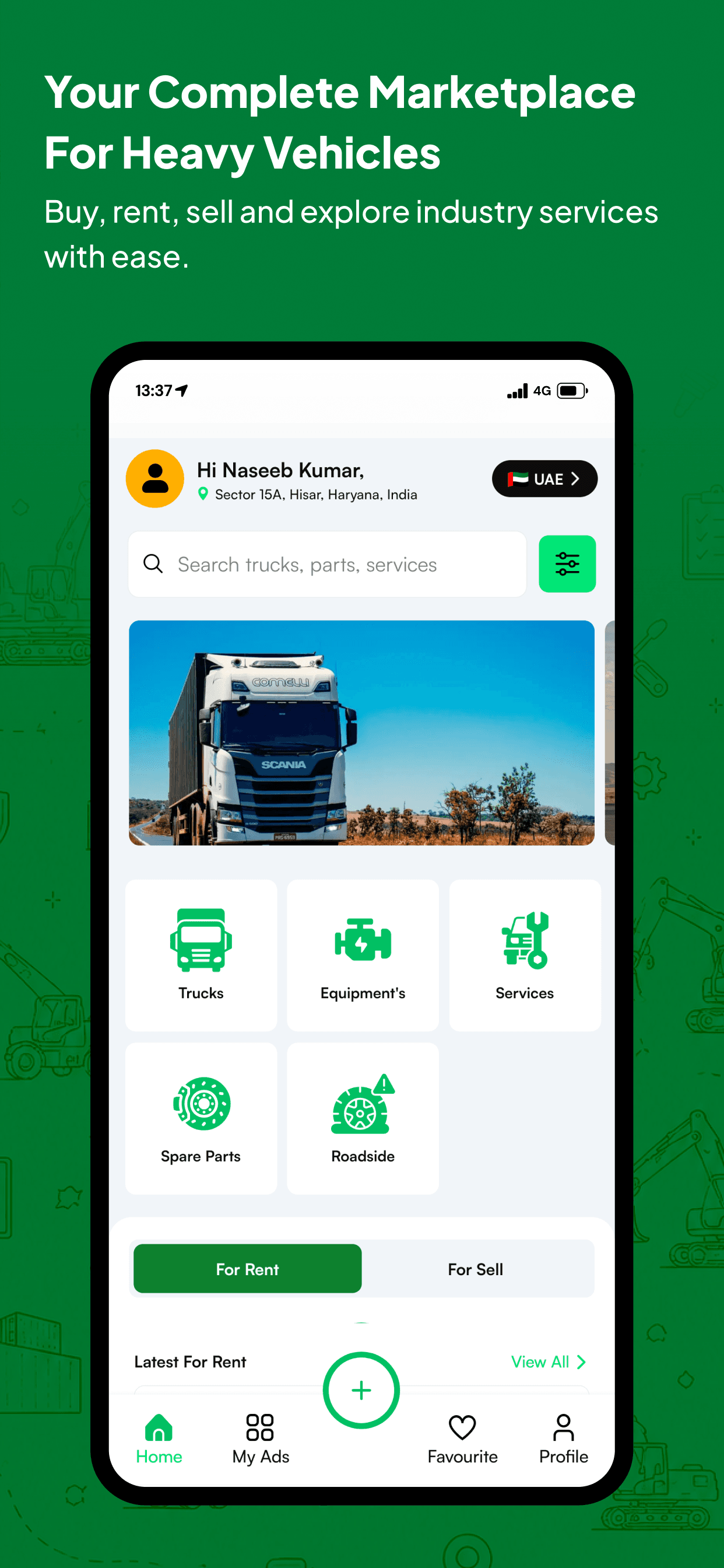 Sooq Trucks App Screen: Search