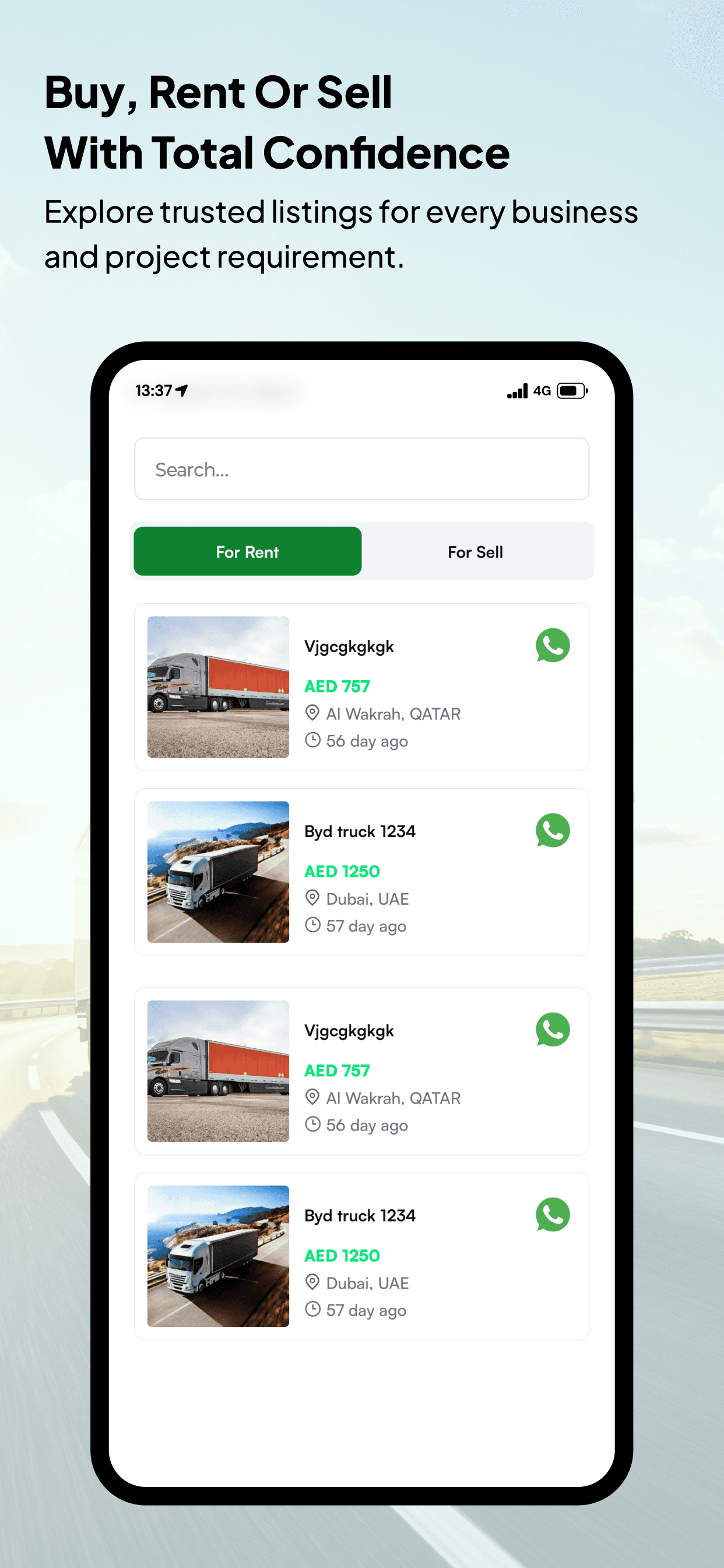 Sooq Trucks App Screen: Chats